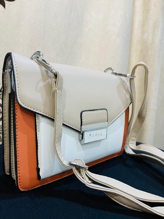white & orange Hand Bag