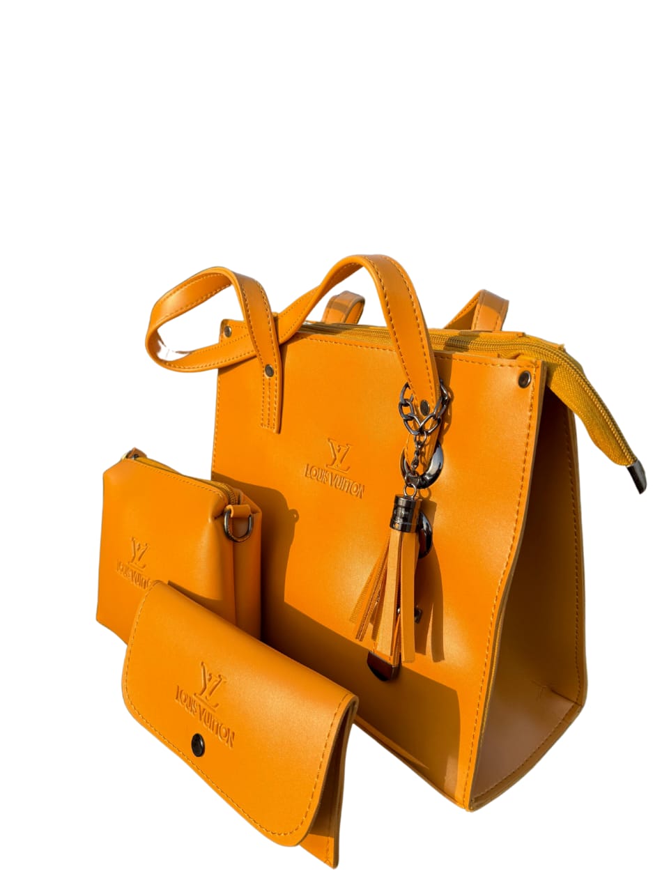 Leather Mustard 3ps Handbag