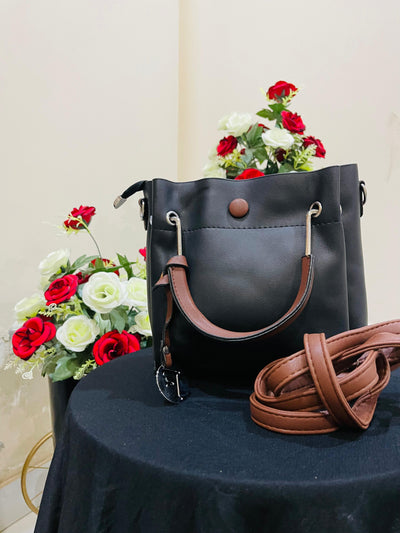 Black soft leather hand bag-original leather