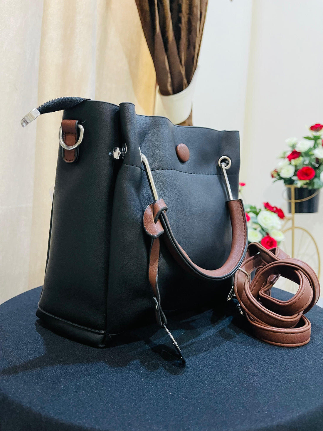Black soft leather hand bag-original leather