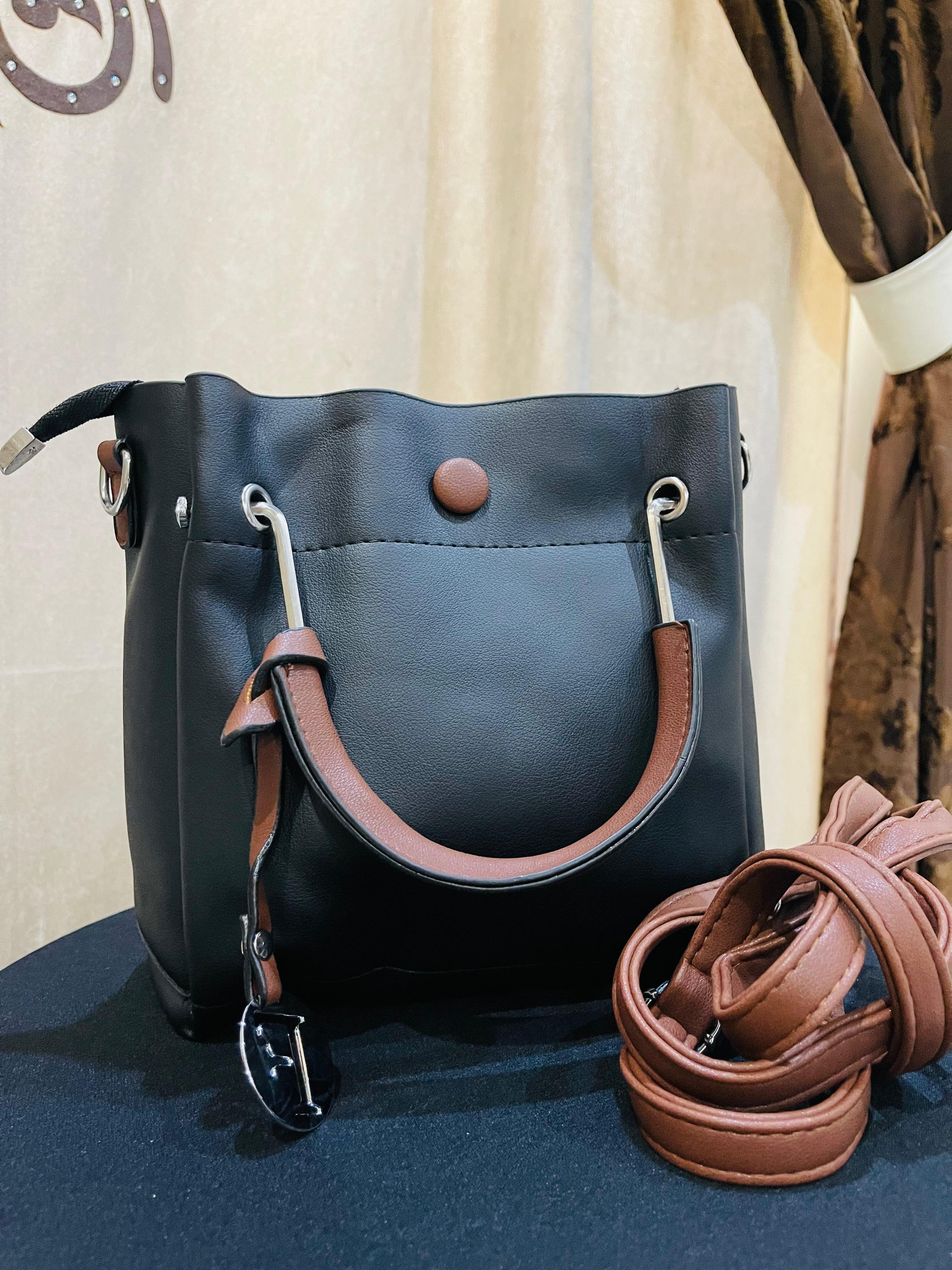 Black soft leather hand bag-original leather