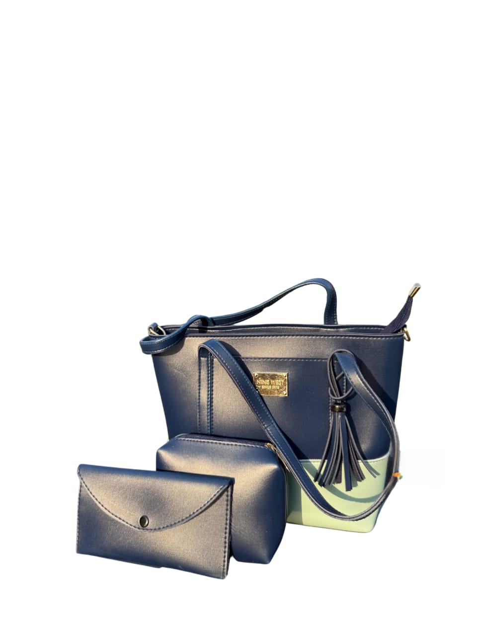 Leather  two tone 3ps Handbag