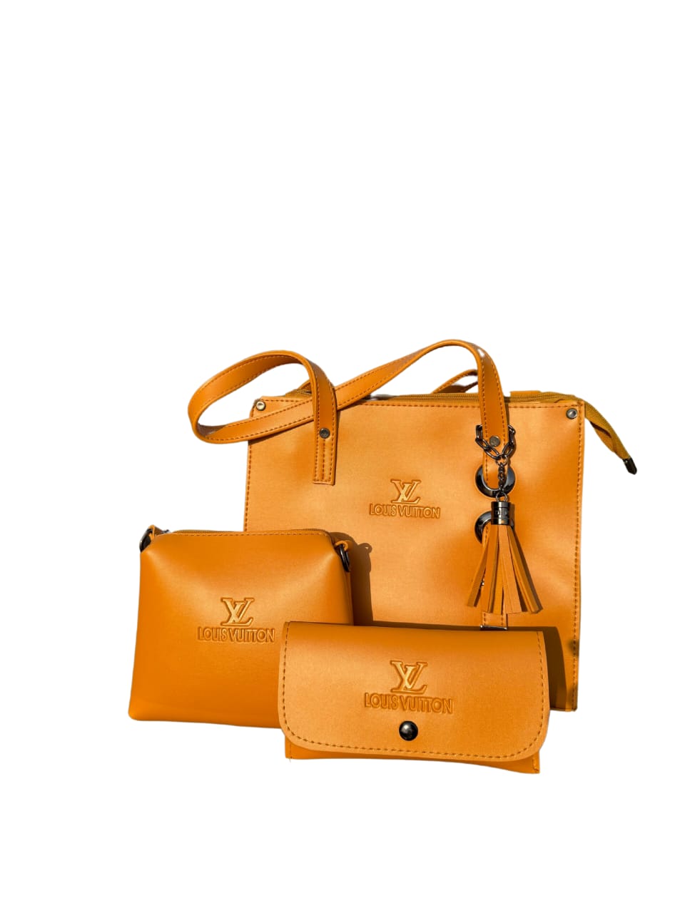 Leather Mustard  3ps Handbag