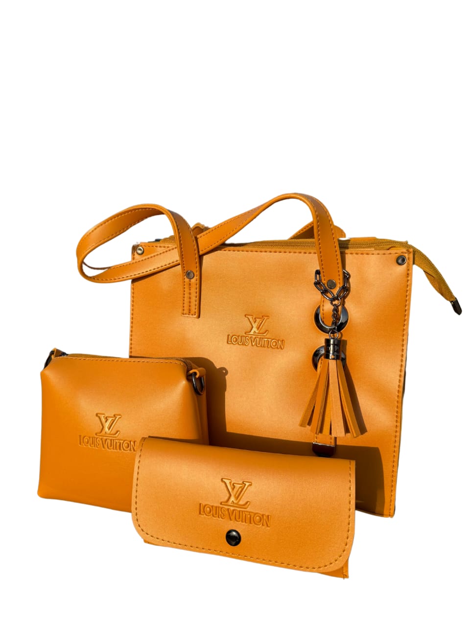 Leather Mustard  3ps Handbag